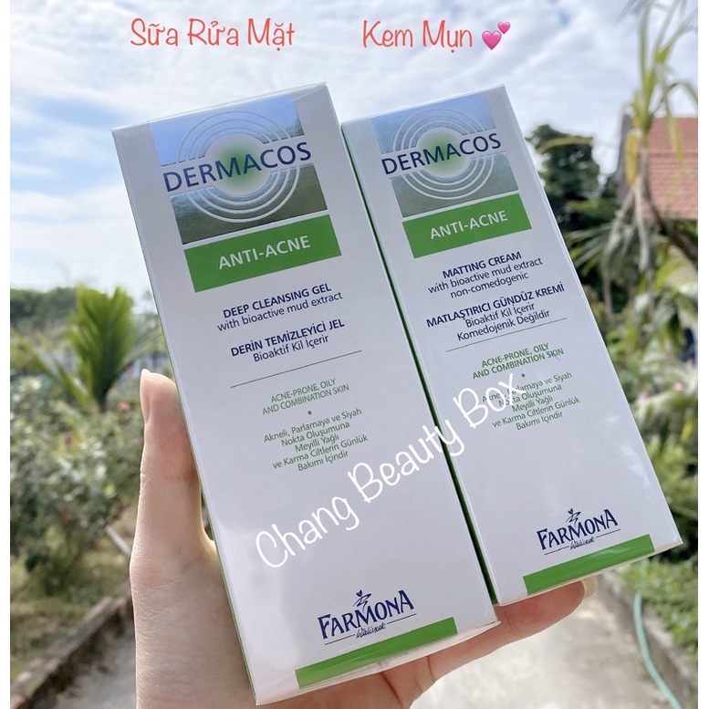 Combo sữa rửa mặt và kem ngừa mụn dermacos farmona cho da dầu mụn