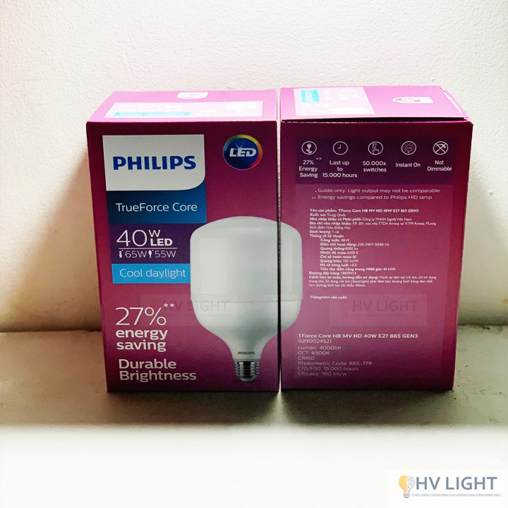 Bóng Philips Led bulb trụ 40W E27 Gen3 - HÀNG CHÍNH HÃNG ( tiết kiệm điện, chất lượng sáng cao )