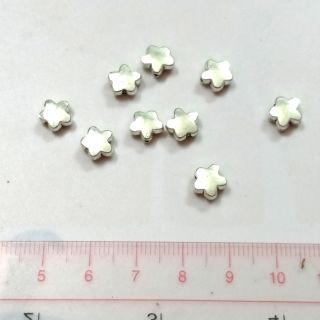 10 mặt xỏ sao cánh tròn xi bạc - Lỗ xỏ qua dây 1mm