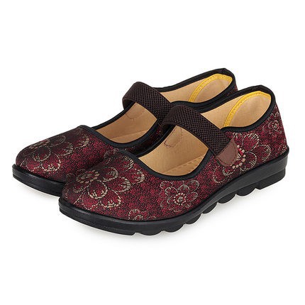 sandal [Mã FATHANG5 giảm 10K đơn 50K] Giày trung niên nữ họa tiết bông hoa đế cao su êm chân - Vincent Shop