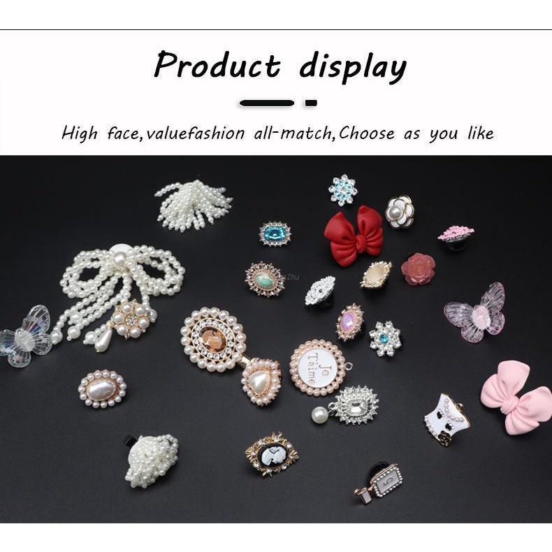 Phụ Kiện Trang Trí Dây Giày Đính Đá Ngọc Trai Sang Trọng DIY