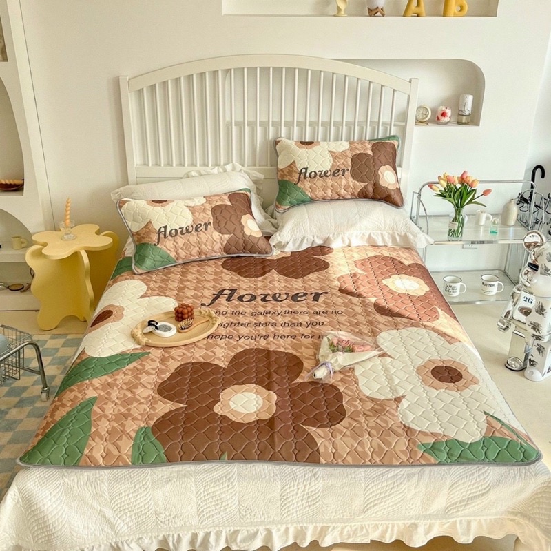 Chiếu điều hoà mủ cao cao su 5D loại 1 mềm mịn thoáng mát (tạng kèm 2 vỏ gối cùng bộ)