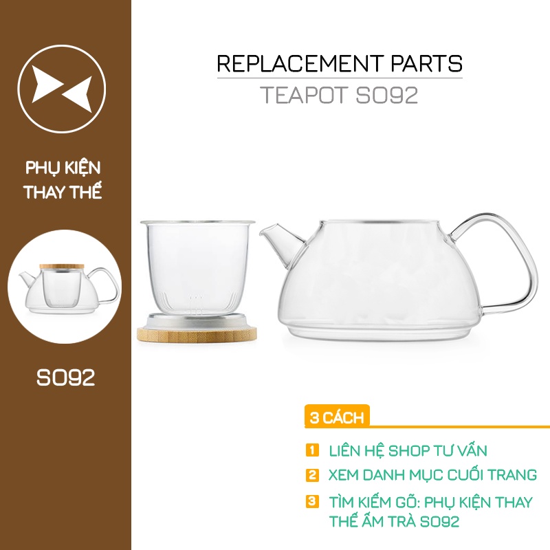 Bình lọc trà hoa thủy tinh 600ml S092 - Dòng ấm trà thủy tinh chịu nhiệt - Samahome Shop