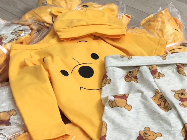 Set body dài 3 chi tiết gấu Pooh HM 3-24M (có ảnh thật)