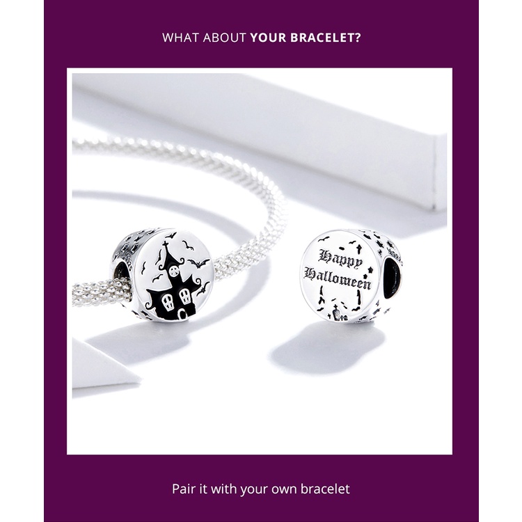 Hạt Charm Bamoer SCC1615 Bằng Bạc 925 Có 7 Kiểu Halloween Thời Trang Làm Vòng Tay &amp; Vòng Cổ DIY
