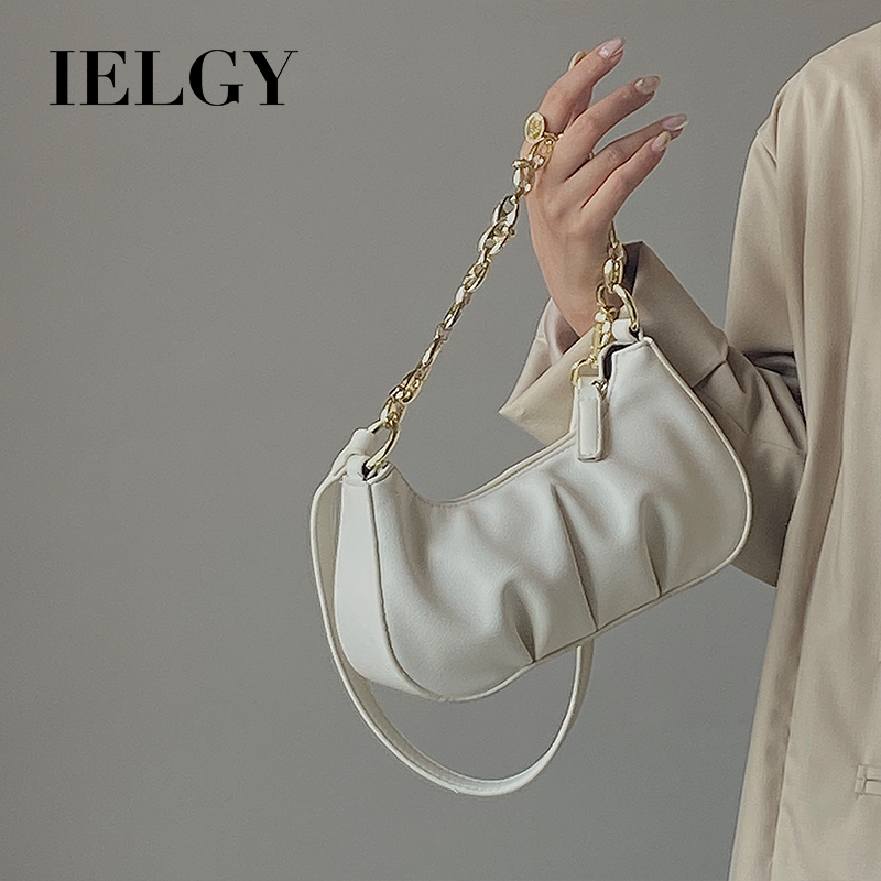 IELGY Niche Túi Xách Đeo Vai Phối Xích Hình Đám Mây Gấp Gọn Được Cá Tính Cho Nữ