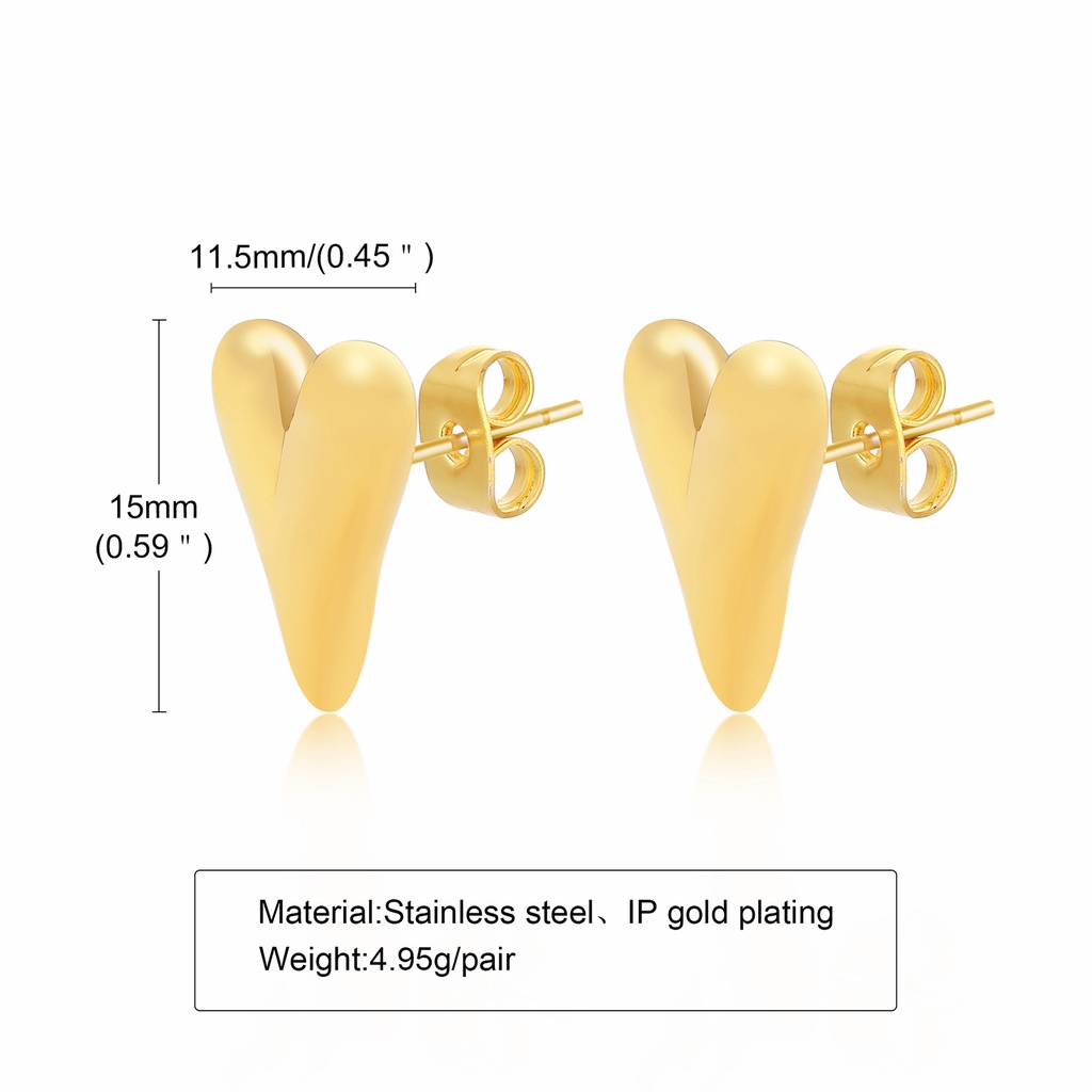 Vnox Bông Tai Đinh Tán Hình Trái Tim Và Bướm Mạ Vàng Bằng Thép Không Gỉ Tối Giản Cho Nữ