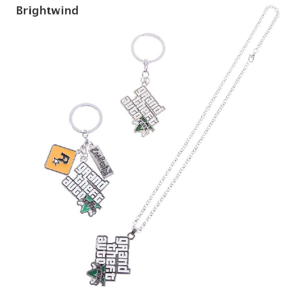 [Brightwind] Muti-Pendant Key Holder Game Accessories GTA Metal Keychain Men's Car Pendant Hot Sell