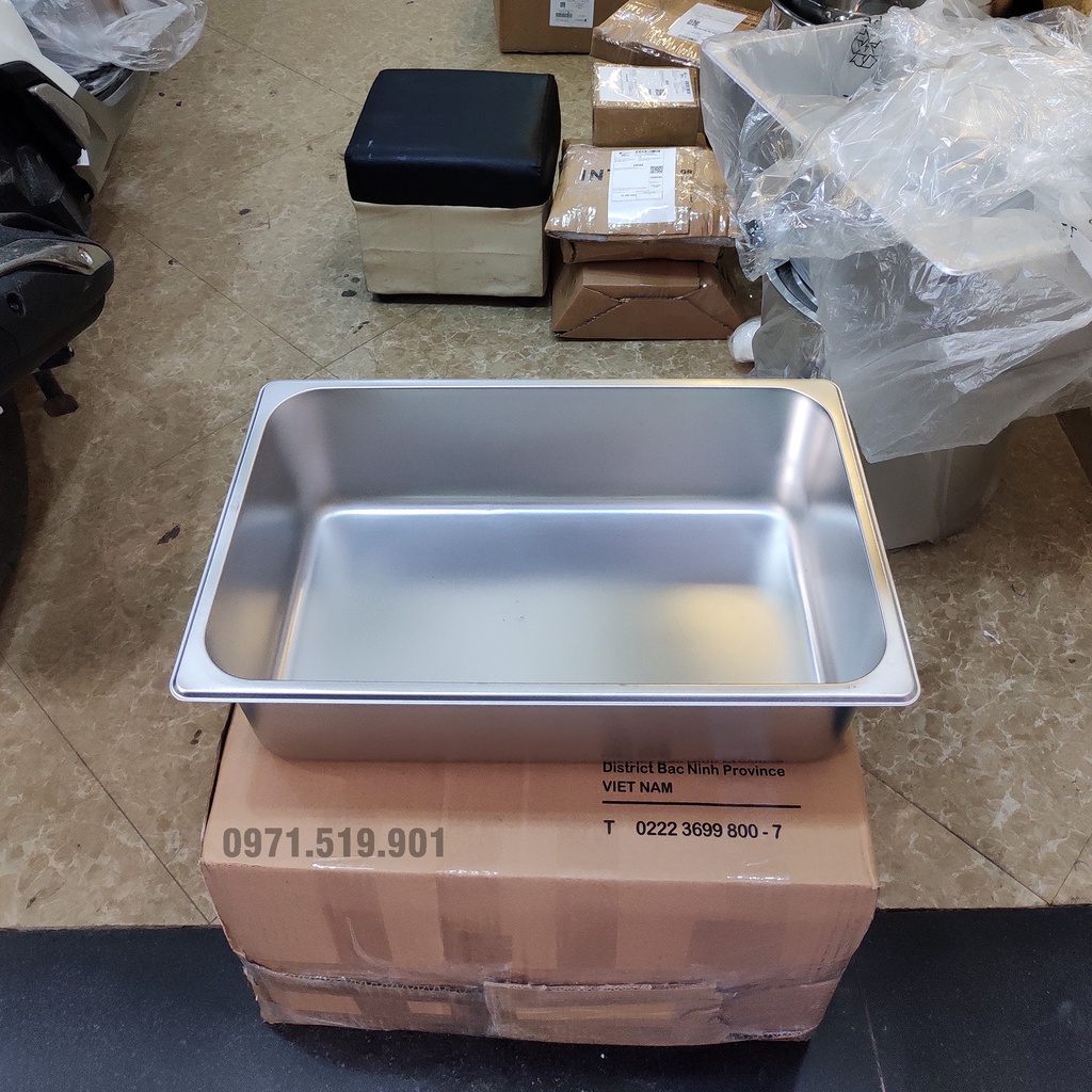 Khay inox GN 1/1 sâu 15cm có nắp