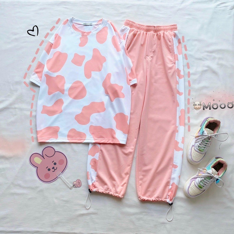 Set Áo Thun V4 LongPant 3D Bò Sữa Ảnh Thật