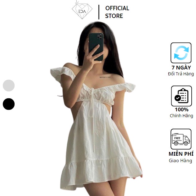 Đầm thiết kế kiểu châu âu trễ vai , Đầm nữ freesize xòe sexy EDA 2 lớp siêu xinh có ảnh thật kèm video