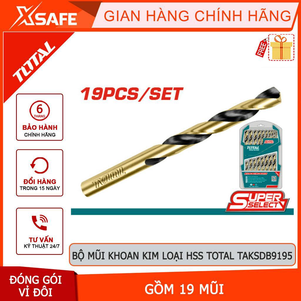 Bộ 19 mũi khoan kim loại HSS TOTAL TAKSDB9195 Kích thước:1,1.5,2,2.5,3, 3.5,4,4.5,5,5.5,6,6.5,7,7.5,8,8.5,9,9.5,10mm