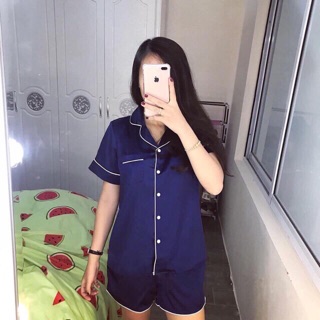 Bộ lụa viền nơ cộc