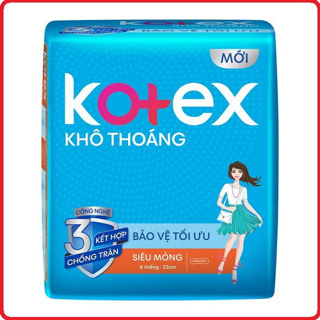 BĂNG VỆ SINH KOTEX SIÊU MỎNG KHÔNG CÁNH 8 MIẾNG