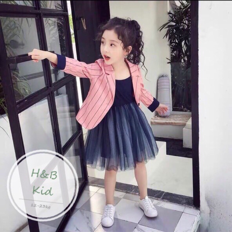 Set bộ bé gái - Set áo khoác vest & váy voan