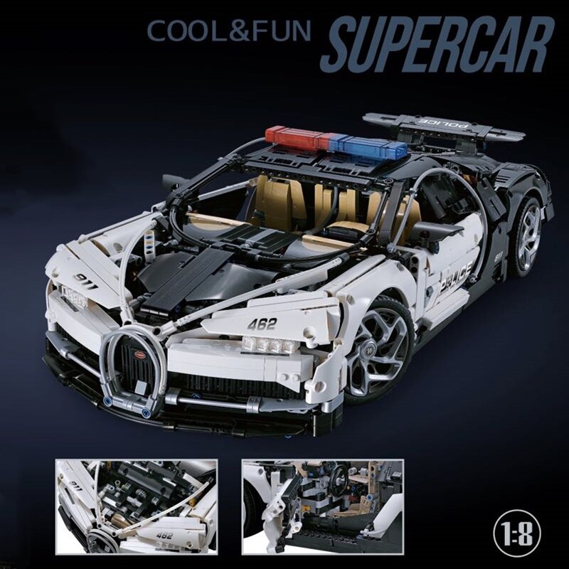 đồ chơi giáo dục Lắp Ráp mô hình siêu xe DECOOL Technic Series Bugatti Chiron Racing Car  3388D Police Car  20086