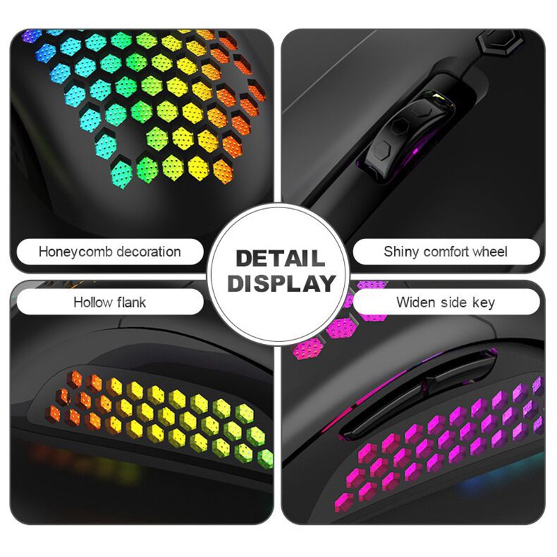 Chuột Quang Dạng Lỗ Tổ Ong Rgb 1000-4800dpi