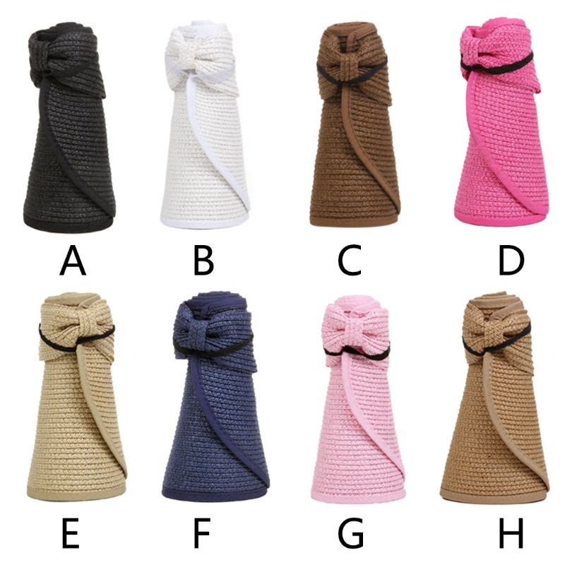 Mũ Rơm Chống Nắng Mùa Hè Hở Chóp Thắt Nơ Lưng Có Thể Điều Chỉnh Thoáng Khí Cho