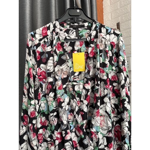 Áo sơ mi voan cát cổ trụ kiểu đắp tà lệch