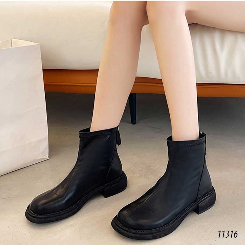 Giày boots nữ da mềm 11316