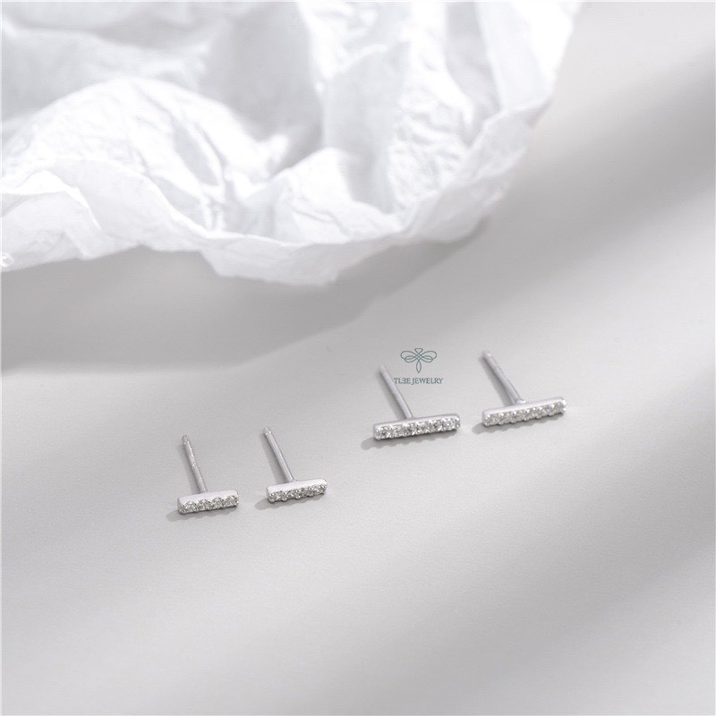Khuyên tai bạc nữ TLEE thanh bạc nam đá xinh xắn TleeJewelry B0217