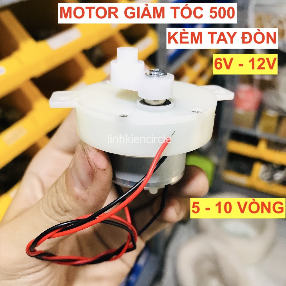 Motor mô tơ giảm tốc mini kèm tay đòn 500 6V - 12V tốc độ chậm 5 - 10 vòng/phút chạy êm - LK0341