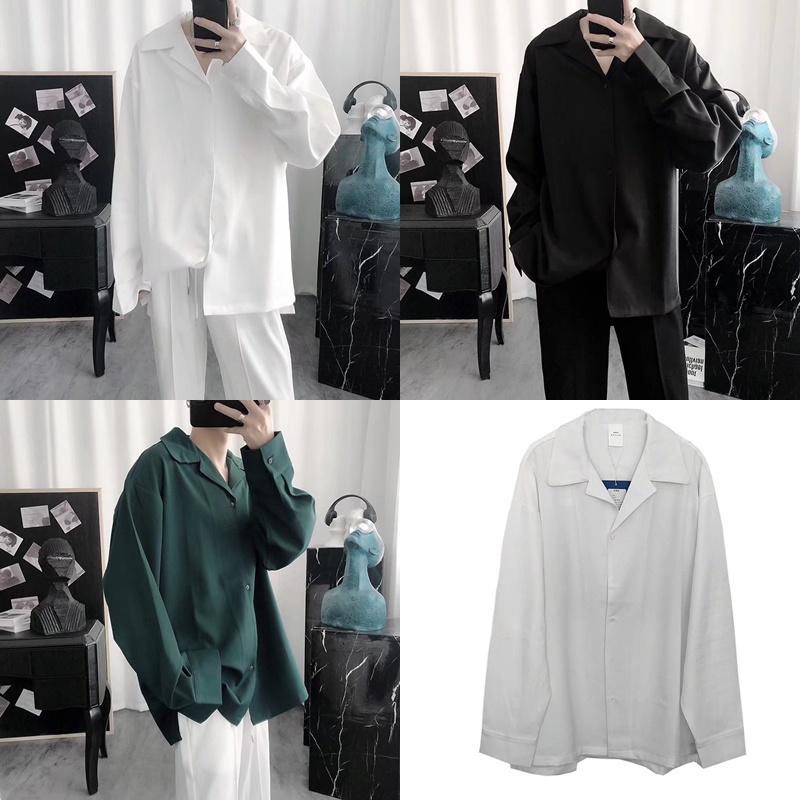Áo Sơ Mi Tay Dài Nam Dáng Rộng Màu Sắc Đơn Giản Phong Cách Hàn Quốc Cho Giới Simple Fashion áo nam đẹp Bigsize áo sơ mi nam form rộng