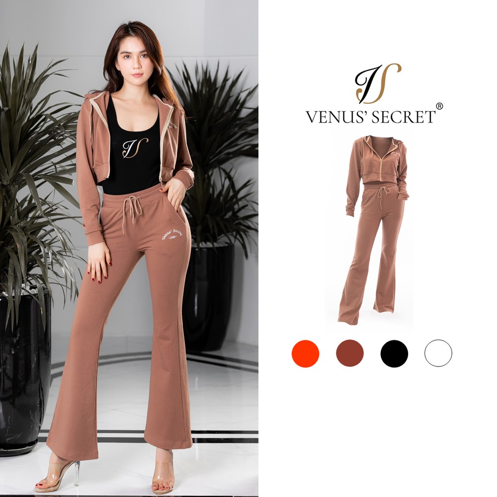 Đồ bộ nữ vải cotton áo croptop quần ống vẩy VENUSSECRET