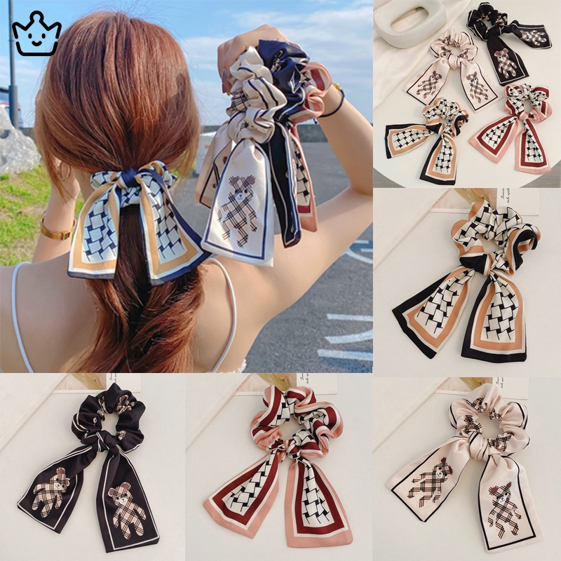 Dây buộc tóc đính nơ cỡ lớn bằng ruy băng phong cách thời trang cho nữ