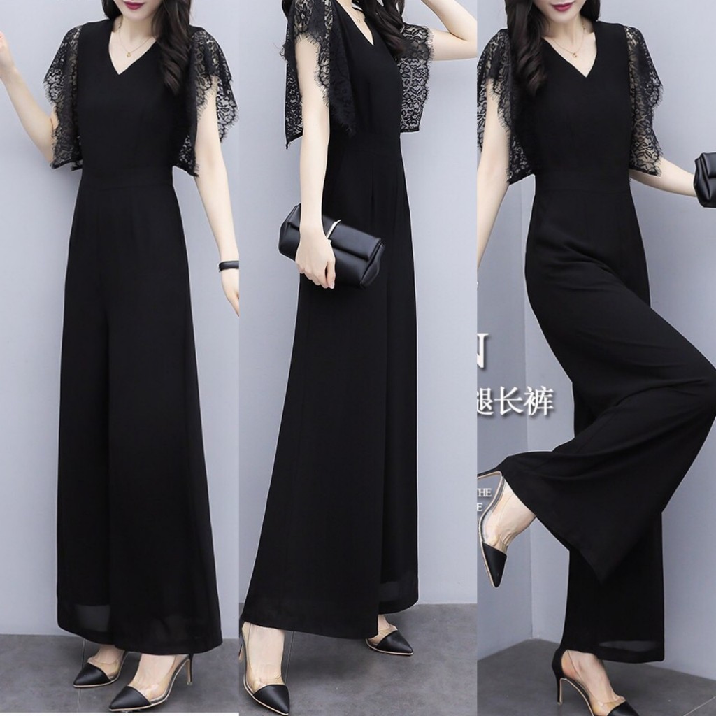 JUMPSUIT ĐỒ BAY LIỀN CỔ TIM PHỐI TAY REN CÁCH ĐIỆU CÓ SIZE LỚN XXXL