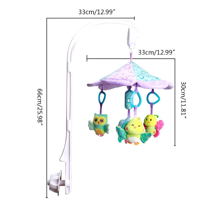 Lục Lạc Đồ Chơi Di Động Nhồi Bông Phát Nhạc Xoay Được Có Chuông Phát Ra Âm Thanh 0-12 Tháng Cho Bé Sơ Sinh