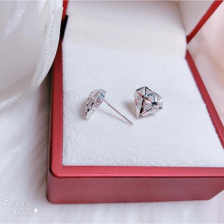 nụ bông tai hình kim cương bạc s999