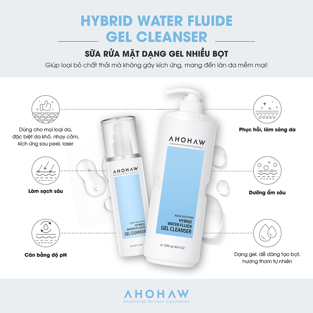 Gel rửa mặt dành cho mọi loại da Ahohaw Aqua Solution