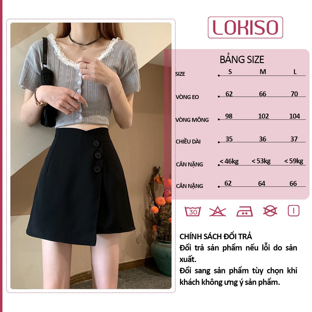 Quần short nữ lưng cao ống rộng giả váy đẹp công sở ulzzang LOKISO QS08