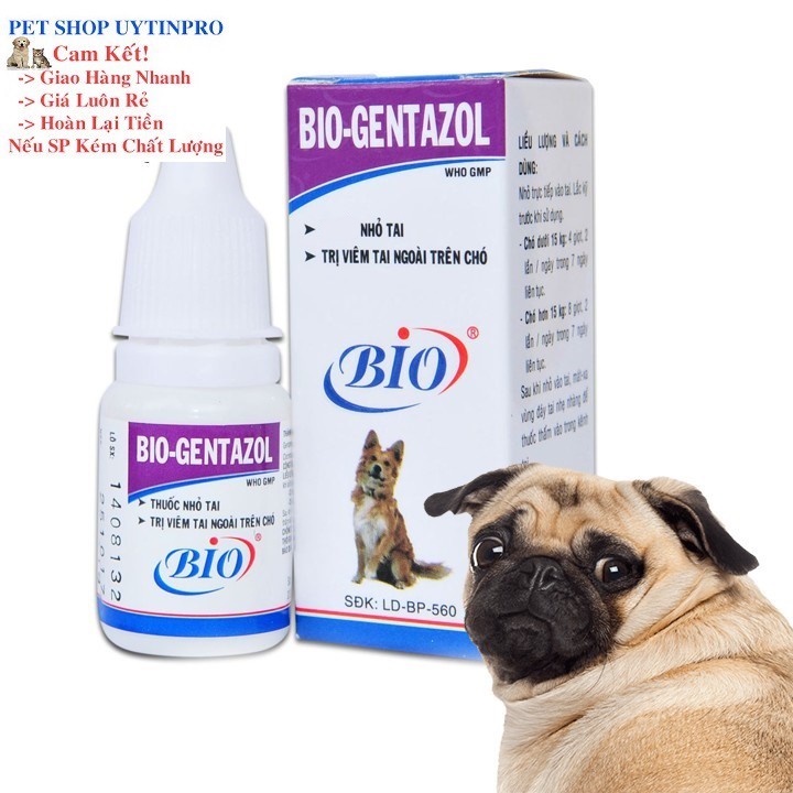 DUNG DỊCH NHỎ TAI BIO GENTAZOL CHO THÚ CƯNG Chai 10ml Xuất xứ Việt Nam
