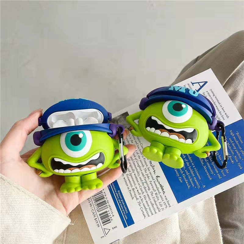 Vỏ Bảo Vệ Hộp Sạc Tai Nghe bluetooth Không Dây Airpods 3/1/2 pro Bằng Silicon Họa Tiết Hoạt Hình Mắt To 3D Dễ Thương