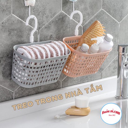 Rổ treo bồn rửa chén, nhà tắm có móc Việt Nhật (3241) - Rổ nhựa có móc treo đồ đa năng tiện ích