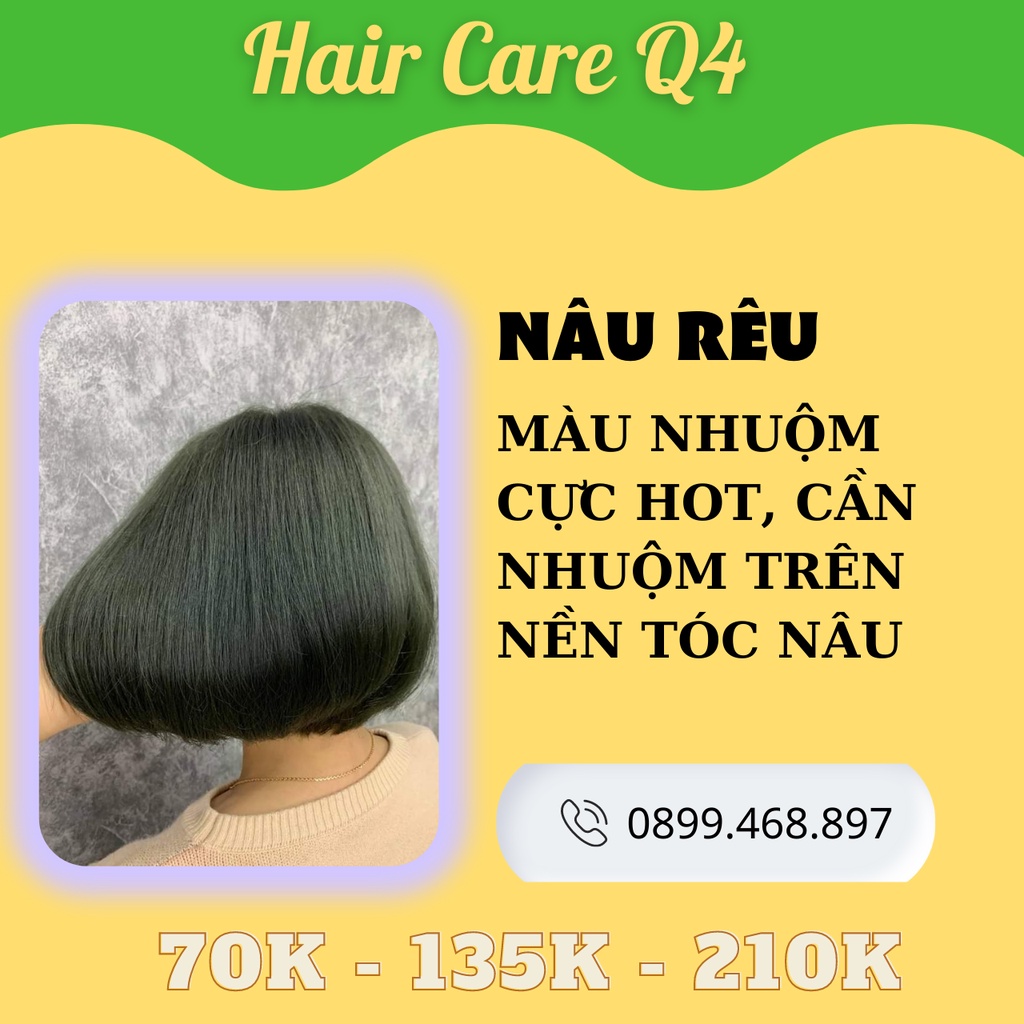 Thuốc Nhuộm Tóc màu xanh rêu, nâu rêu không tẩy- Hair CAre Q4