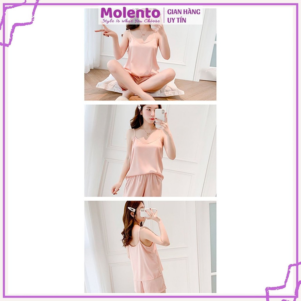 Đồ Ngủ Nữ 2 Dây Lụa Satin Cao Cấp MOLENTO Bộ Pijama Mặc Nhà Nhẹ Nhàng Thoải Mái Không Nhăn - M20