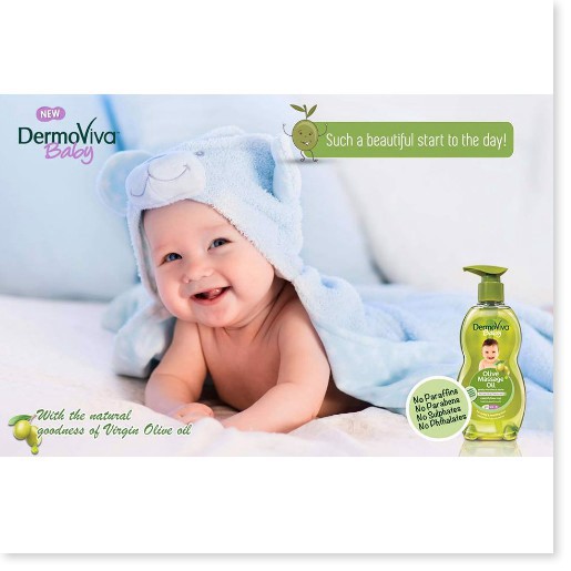 [Mã chiết khấu giá sỉ chính hãng] Dầu mát xa DermoViva chiết xuất Olive cho bé - Dermoviva Baby Olive Massage Oil 200ml