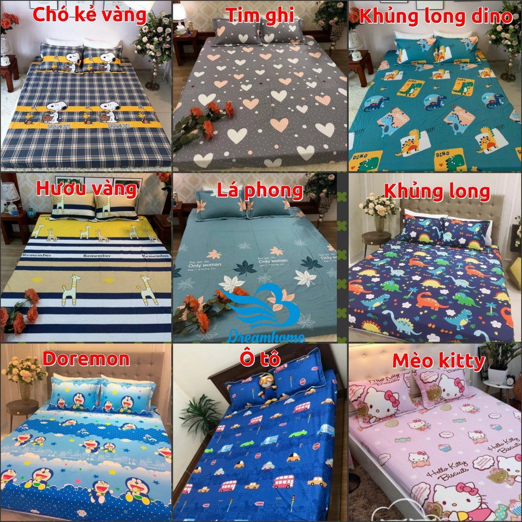 Ga giường cotton 100%, ga gối cotton dày mát chun đủ size nệm 1m2 1m4 1m5 1m6 1m8 2m2 Dreamhomebedding