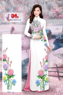 Vải áo dài hoa tú cầu