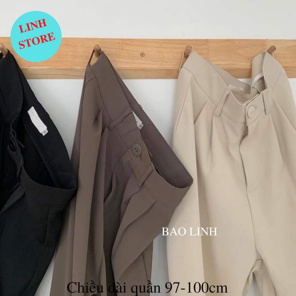 Quần Tây Baggy Nữ Linh Store Công Sở Lưng Cao Dáng Suông Ống Rộng Nữ Chất Liệu Ruby