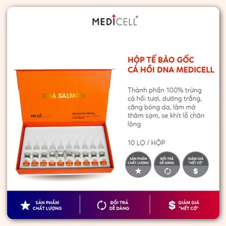 Tế bào gốc cá hồi DNA Medicell dưỡng trắng, căng bóng da, tái tạo da mụn, da sẹo, se khít lỗ chân lông - Hộp 10 lọ