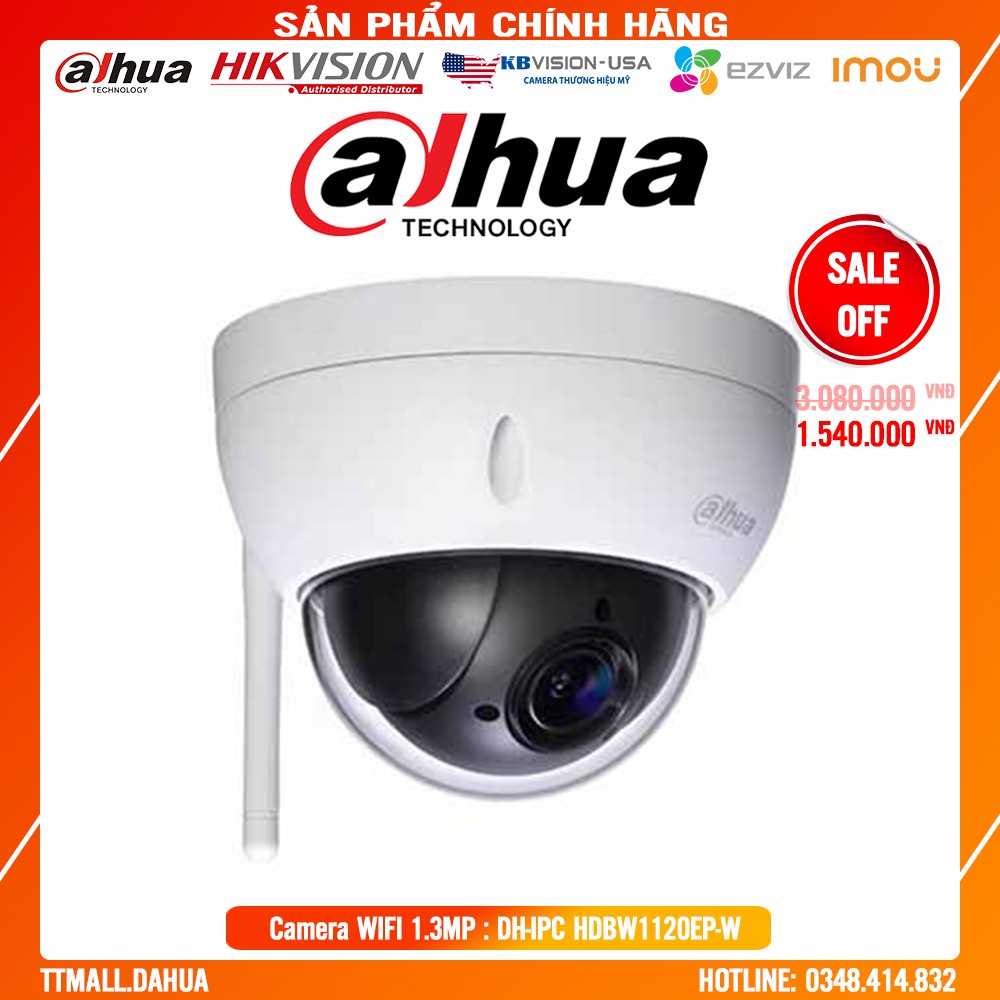 Camera IP Wi-Fi 1.3MP Dahua IPC-HDBW1120EP-W  - Bảo Hành 2 Năm Chính Hãng