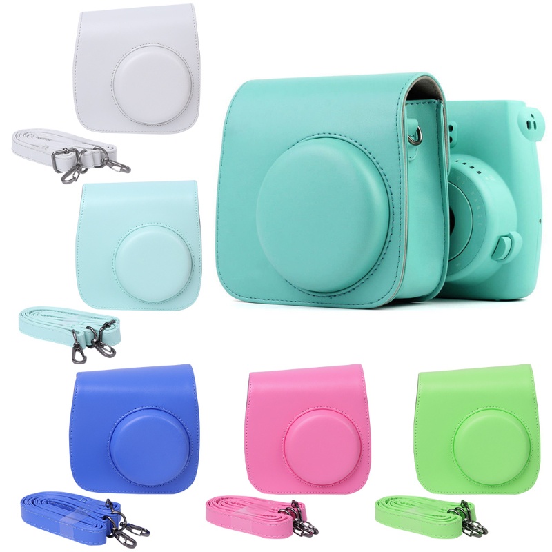 Túi Đựng Máy Ảnh Mini 8 9 Bằng Da Giả Có Dây Đeo Vai Tiện Dụng
