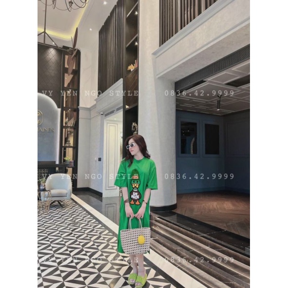 Đầm thun xuông from rộng ,váy cotton xuông in họa tiết loại một