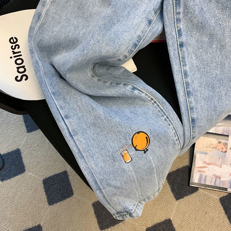 Quần Jeans Nữ Lưng Cao Ống Rộng Màu Sắc Độc Đáo