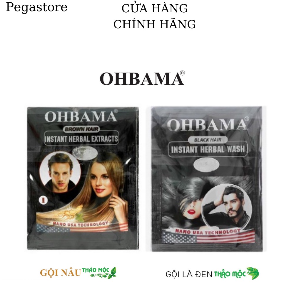 Dầu gội nhuộm tóc Gội Là Đen OHBAMA Black Hair Instant Wash - thuốc nhuộm tóc tại nhà 20ml - lẻ 1 gói