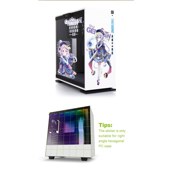 Genshin Impact Stickers cho PC Case ATX Mid Tower Máy tính trang trí nội thất Decal chống thấm nước có thể tháo rời